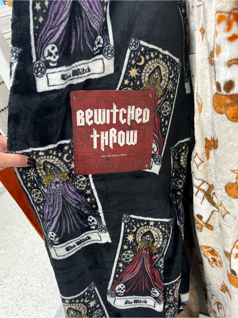 Bewitched Throw Blanket - Black with Tarot Witch Motif